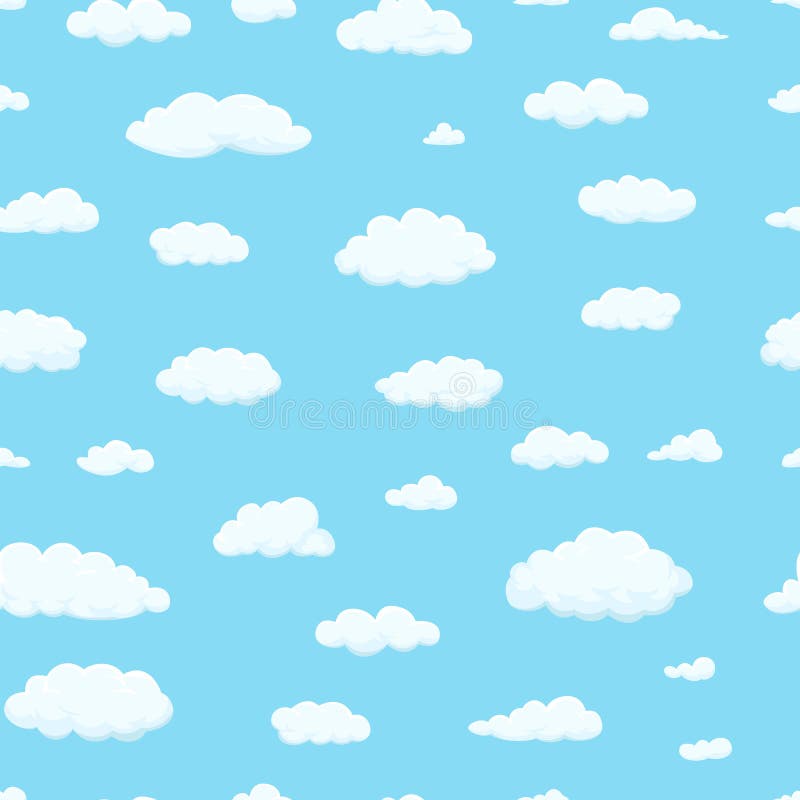 Modelo inconsútil Las nubes de diversas formas en el cielo para su sitio web diseñan, UI, app Meteorología y atmósfera adentro stock de ilustración