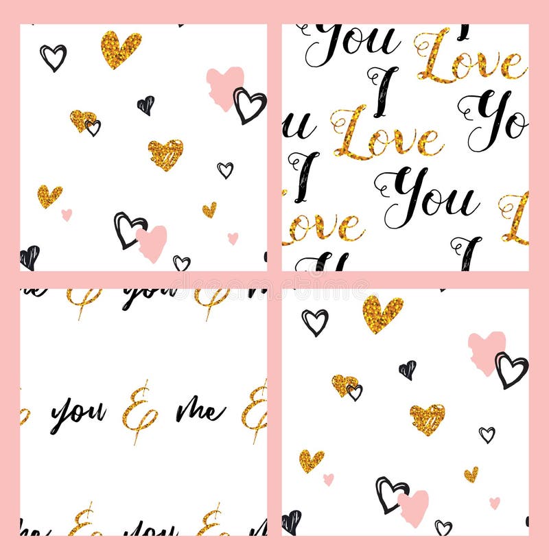 Modelo inconsútil a mano del garabato con los corazones Colección inconsútil del modelo stock de ilustración Modelo inconsútil a mano del garabato con los corazones Colección inconsútil del modelo stock de ilustración