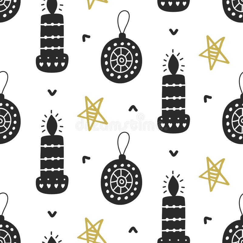 Modelo inconsútil nórdico de la Navidad escandinava con los elementos decorativos del garabato ilustración del vector Modelo inconsútil nórdico de la Navidad escandinava con los elementos decorativos del garabato ilustración del vector