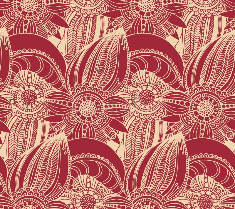 Modelo inconsútil oriental floral Flor creativa abstracta dibujada mano doodling stock de ilustración Modelo inconsútil oriental floral Flor creativa abstracta dibujada mano doodling stock de ilustración