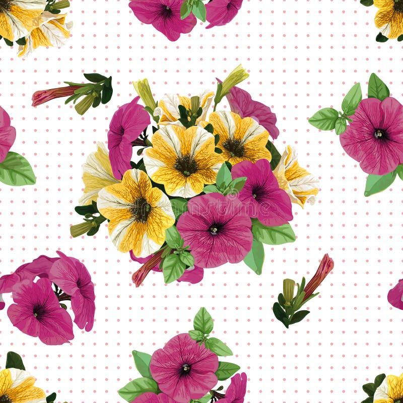 Modelo inconsútil, petunias libre illustration Modelo inconsútil, petunias libre illustration