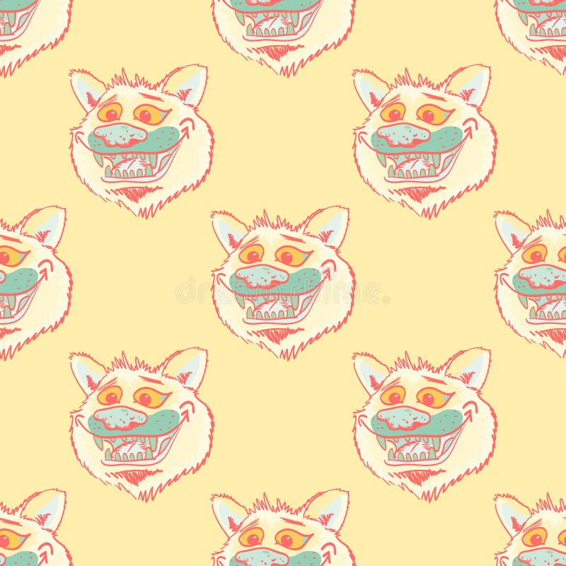 Modelo inconsútil sonriente del lobo enrrollado stock de ilustración