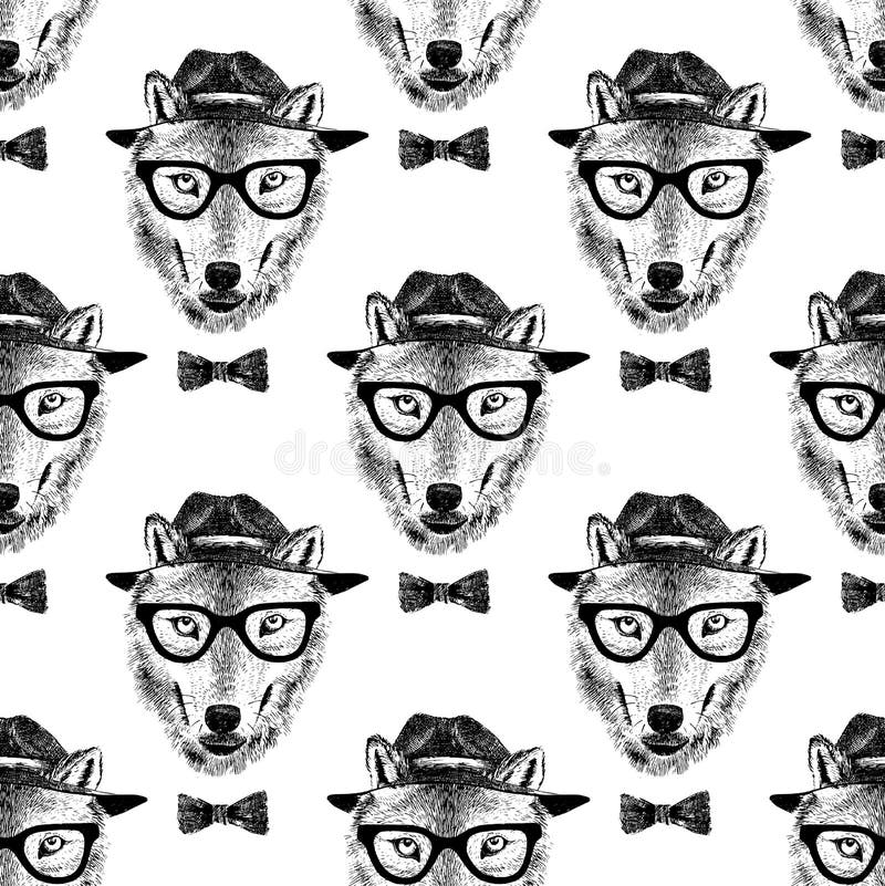Modelo inconsútil vestido encima de lobo ilustración del vector Modelo inconsútil vestido encima de lobo ilustración del vector