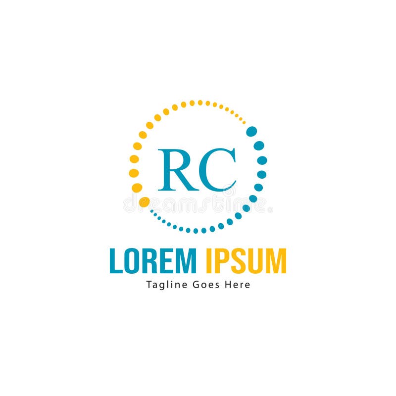 Modelo inicial de logotipo RC com quadro moderno Ilustração do vetor de logotipo de letra RC minimalista