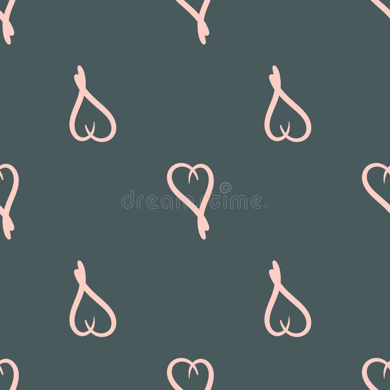 Modelo inteligente sin problemas con los corazones exhaustos de la mano en colores pastel. Vector stock de ilustración
