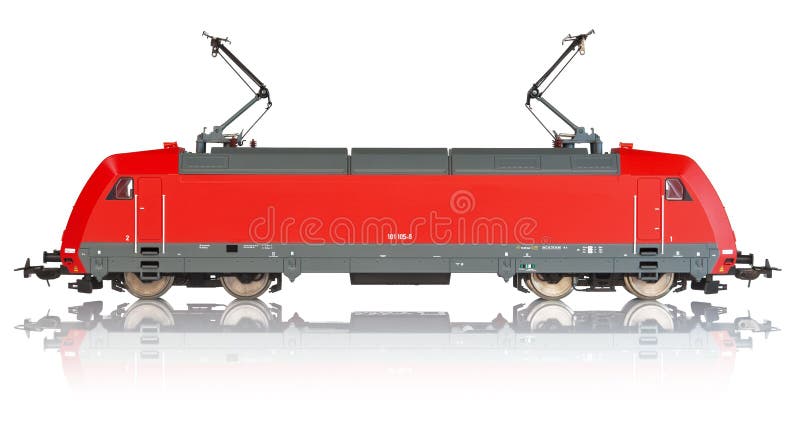 Modelo miniatura de la locomotora eléctrica foto de archivo