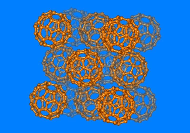 Modelo molecular de bola buchosa ilustração stock