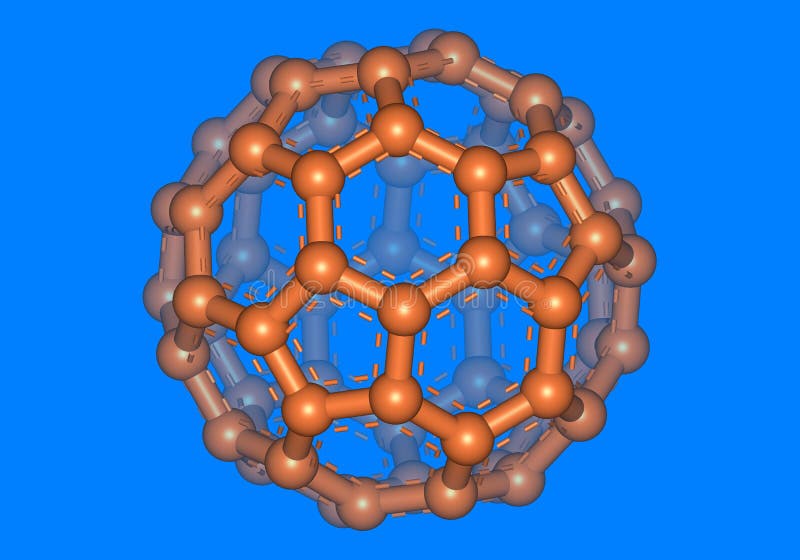 Modelo molecular de bola buchosa ilustração stock