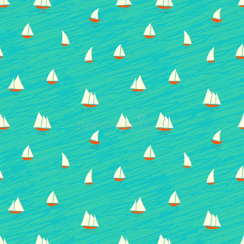 Modelo náutico con los botes pequeños en ondas ilustración del vector Modelo náutico con los botes pequeños en ondas ilustración del vector