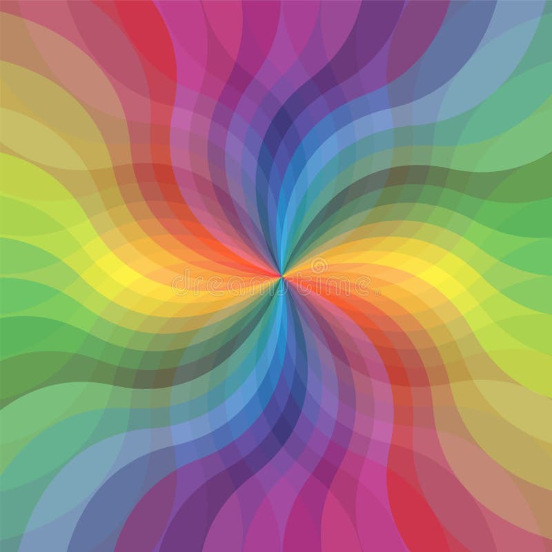 Modelo ondulado transparente de las rayas del arco iris Rayas de extensión que corren del centro Flor abstracta libre illustration Modelo ondulado transparente de las rayas del arco iris Rayas de extensión que corren del centro Flor abstracta libre illustration