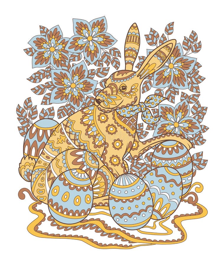 Modelo pintado del contorno del conejito de pascua stock de ilustración Modelo pintado del contorno del conejito de pascua stock de ilustración