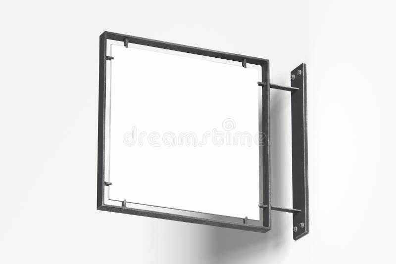 Modelo quadrado vazio vazio do quadro indicador da loja no fundo branco rendi??o 3d ilustração royalty free Modelo quadrado vazio vazio do quadro indicador da loja no fundo branco rendi??o 3d ilustração royalty free