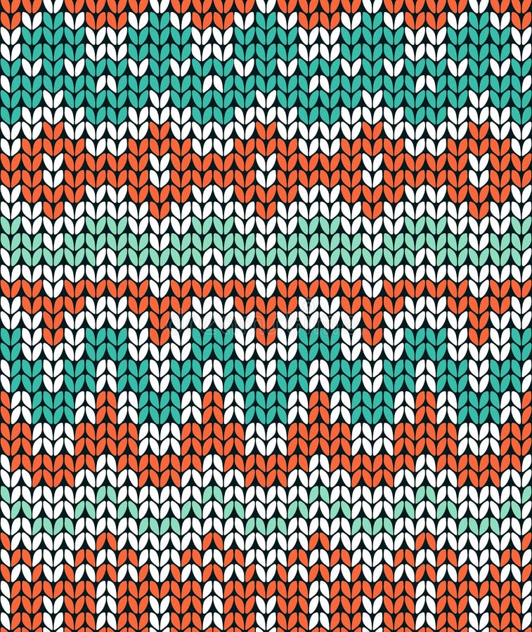Modelo que hace punto verde y anaranjado Fondo inconsútil del ornamento del invierno ilustración del vector Modelo que hace punto verde y anaranjado Fondo inconsútil del ornamento del invierno ilustración del vector