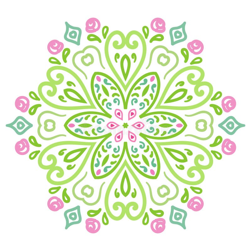 Modelo redondo del ornamento con los elementos florales ilustración del vector Modelo redondo del ornamento con los elementos florales ilustración del vector