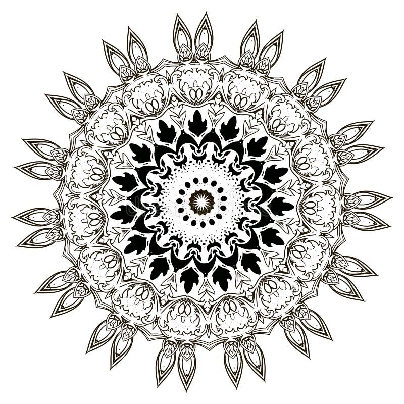 Modelo redondo floral blanco y negro barroco de la mandala del cordón Fondo de encaje del estilo étnico ornamental del vector Flo ilustración del vector Modelo redondo floral blanco y negro barroco de la mandala del cordón Fondo de encaje del estilo étnico ornamental del vector Flo ilustración del vector
