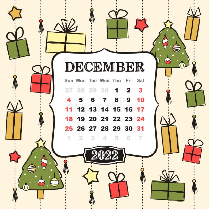 Modelo Temático Para Um Calendário Para 2022. Mês De Dezembro Ilustração do Vetor - Ilustração de desenhado, mesa: 216258040 Modelo Temático Para Um Calendário Para 2022. Mês De Dezembro Ilustração do Vetor - Ilustração de desenhado, mesa: 216258040