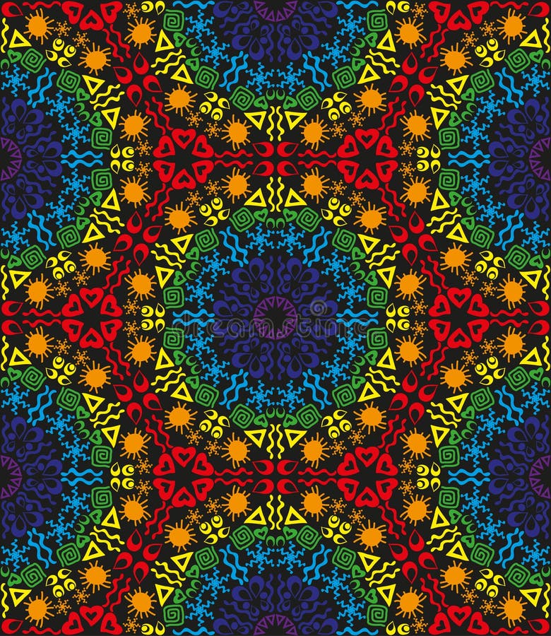 Modelo tribal inconsútil coloreado stock de ilustración
