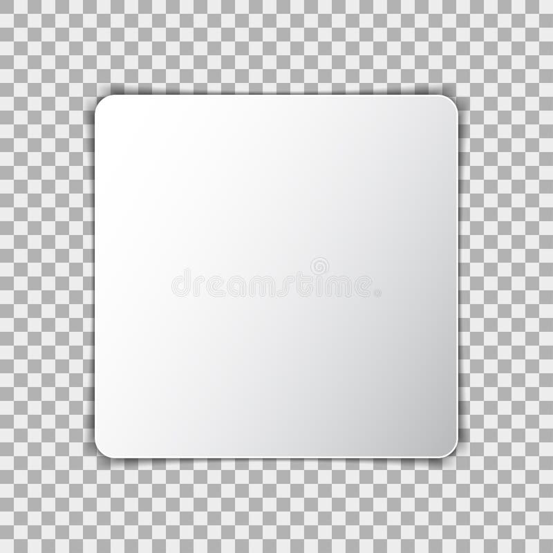 Modelo vazio branco do cartaz no quadrado, folha de papel no fundo transparente ilustração royalty free Modelo vazio branco do cartaz no quadrado, folha de papel no fundo transparente ilustração royalty free