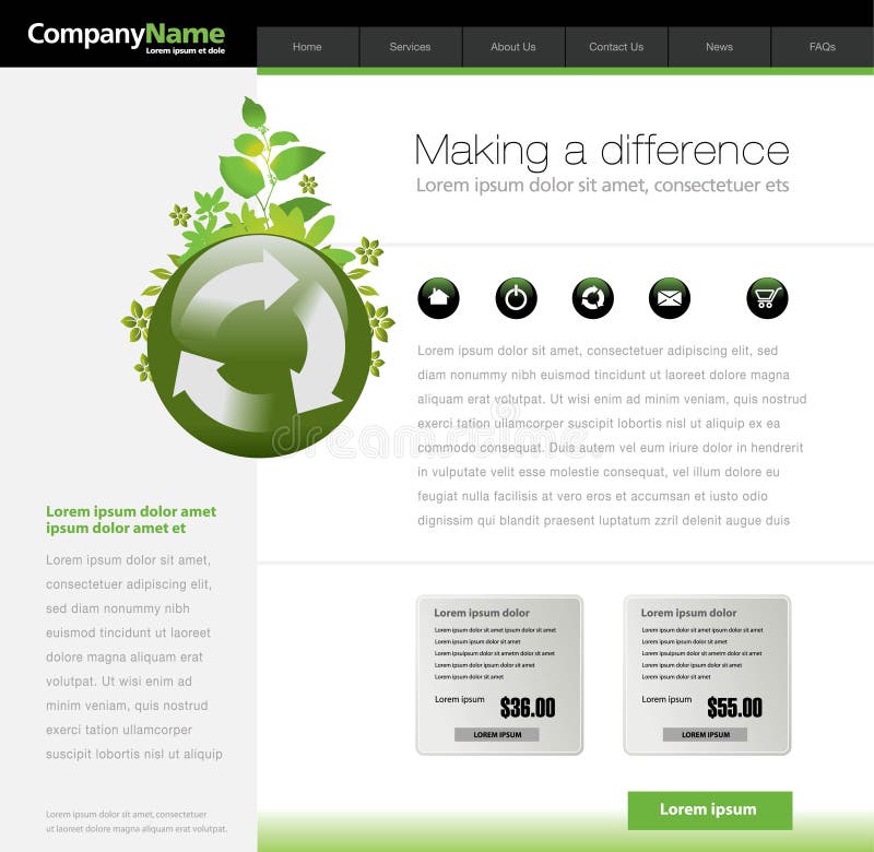 Modelo verde del Web site