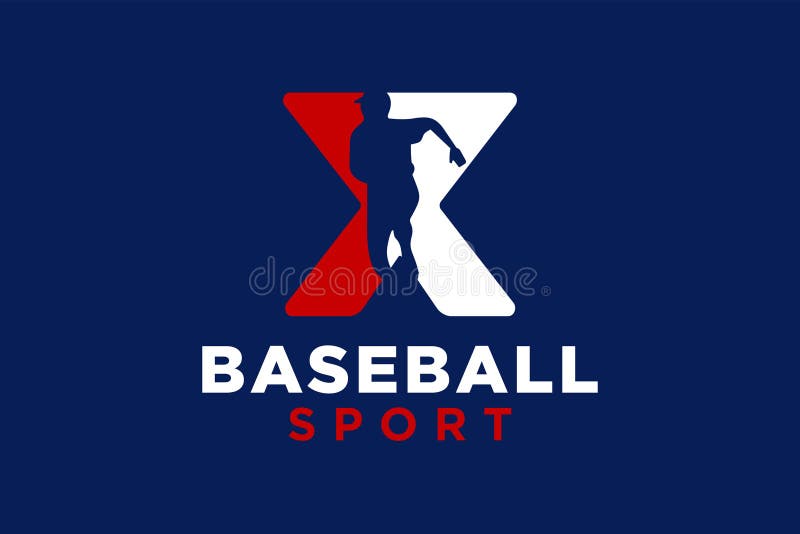 Modelo vetorial do ícone do logotipo da letra x baseball ilustração stock