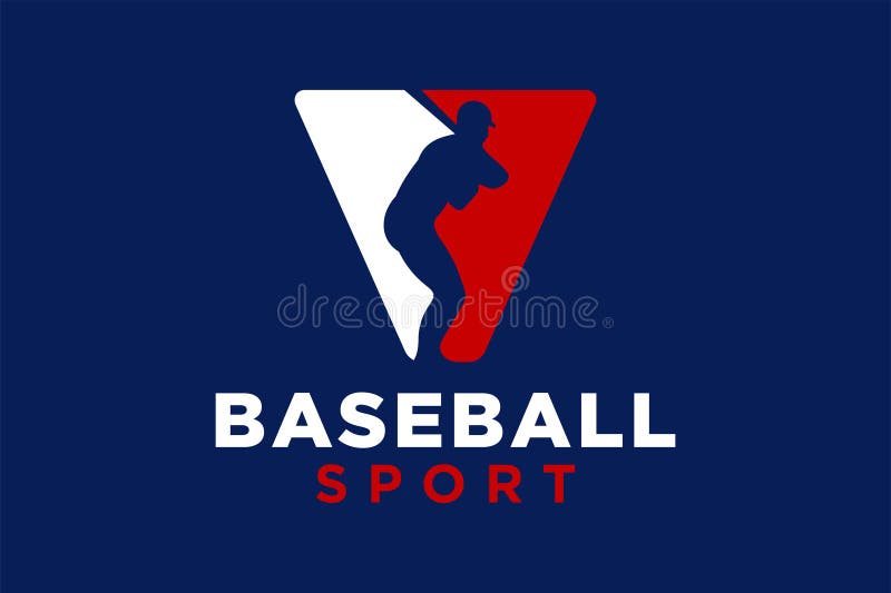 Modelo vetorial do ícone do logotipo da letra v baseball ilustração do vetor