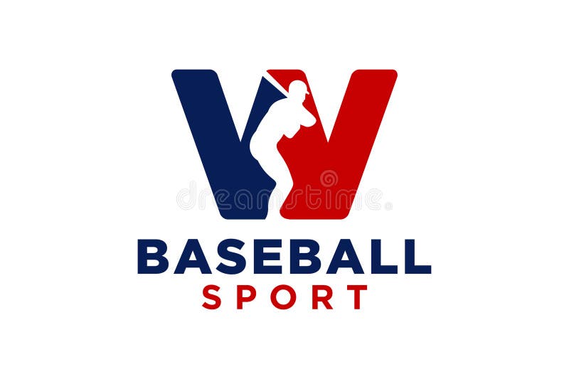 Modelo vetorial do ícone do logotipo da letra w do baseball ilustração royalty free