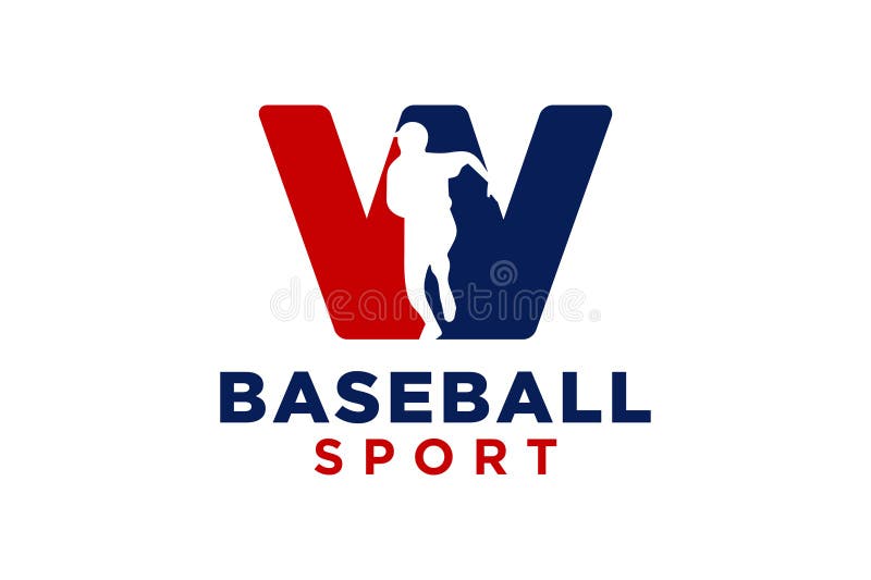 Modelo vetorial do ícone do logotipo da letra w do baseball ilustração do vetor