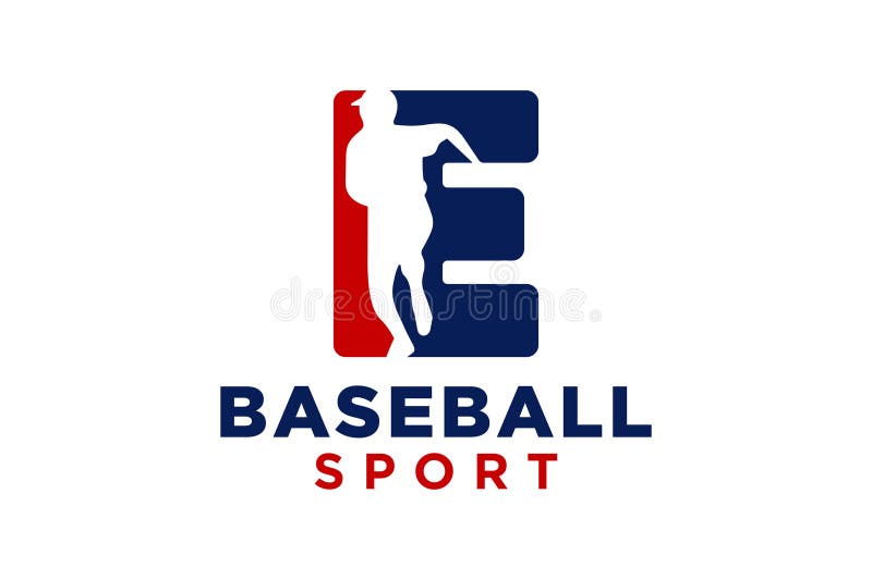 Modelo vetorial do ícone do logótipo da letra e do baseball ilustração stock