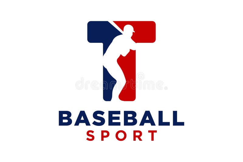 Modelo vetorial do ícone do logótipo da letra t baseball ilustração stock