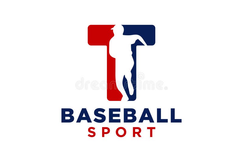 Modelo vetorial do ícone do logótipo da letra t baseball ilustração stock