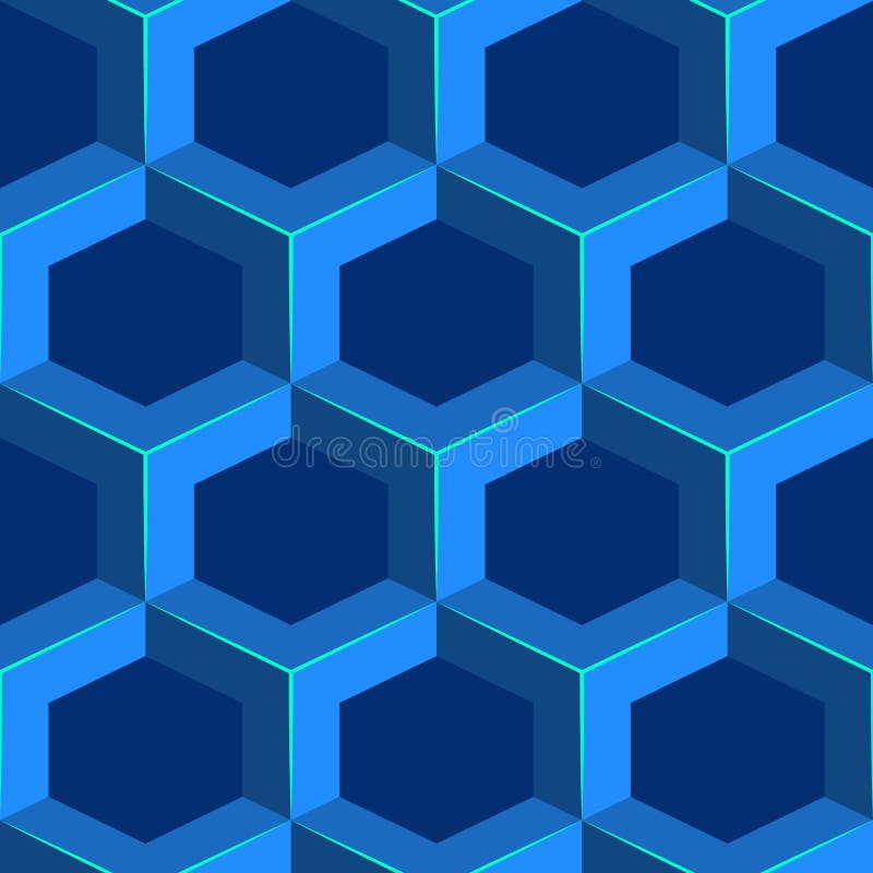 Modelo volumétrico geométrico inconsútil Fondo isométrico azul del panal stock de ilustración Modelo volumétrico geométrico inconsútil Fondo isométrico azul del panal stock de ilustración
