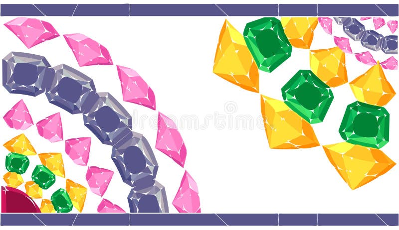 Modelos de piedras preciosas Postal con la frontera ilustración del vector Modelos de piedras preciosas Postal con la frontera ilustración del vector
