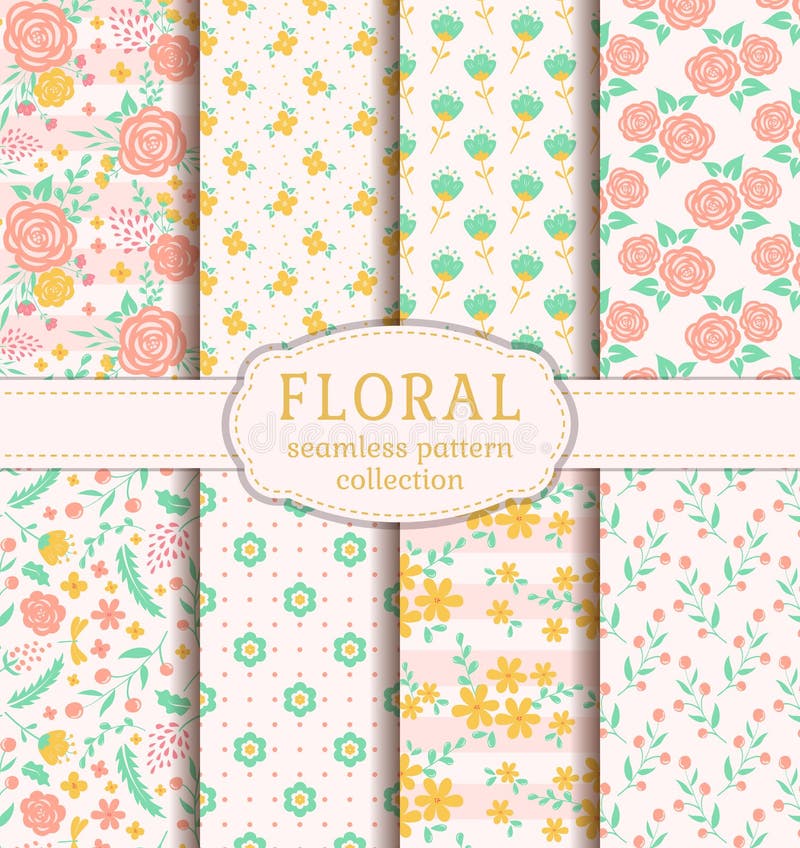 Modelos inconsútiles con las flores ilustración del vector Modelos inconsútiles con las flores ilustración del vector