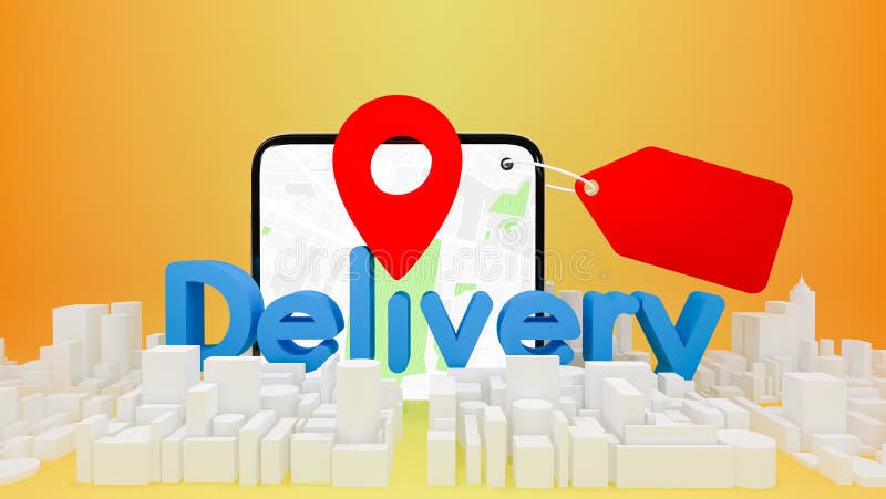 Modelowa mapa miasta z czerwonymi wskaźnikami pin i koncepcją renderowania 3d dla telefonów komórkowych royalty ilustracja