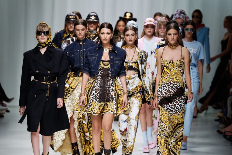 Models Walk the Runway Finale at the Versace Show during Milan Fashion ...