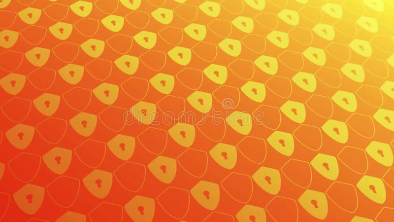 Modelul abstract se deplasează cu elemente geometrice care formează scutul. fundal gradient portocaliu galben royalty free illustration