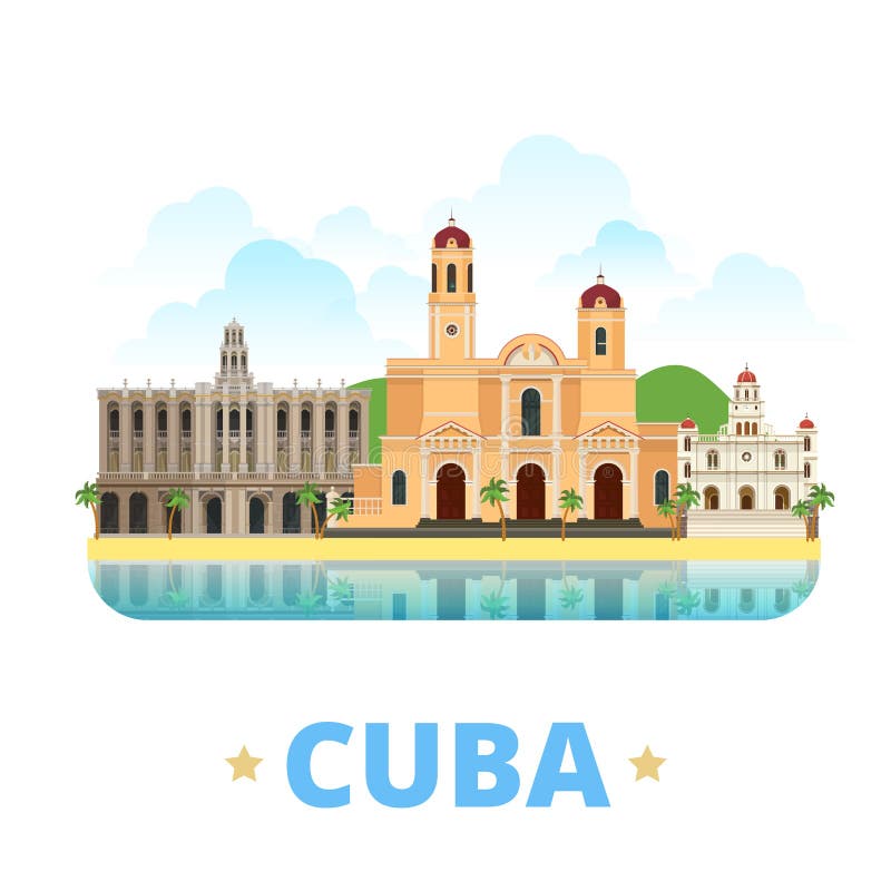 Modelul de design al țării cubaneze, stil desene animate plat, noi royalty free illustration