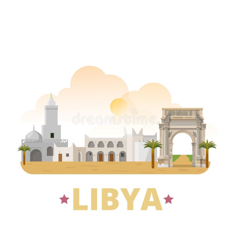 Modelul de design al țării libiene pentru design - desen cu design plat, cu stil nou vector illustration