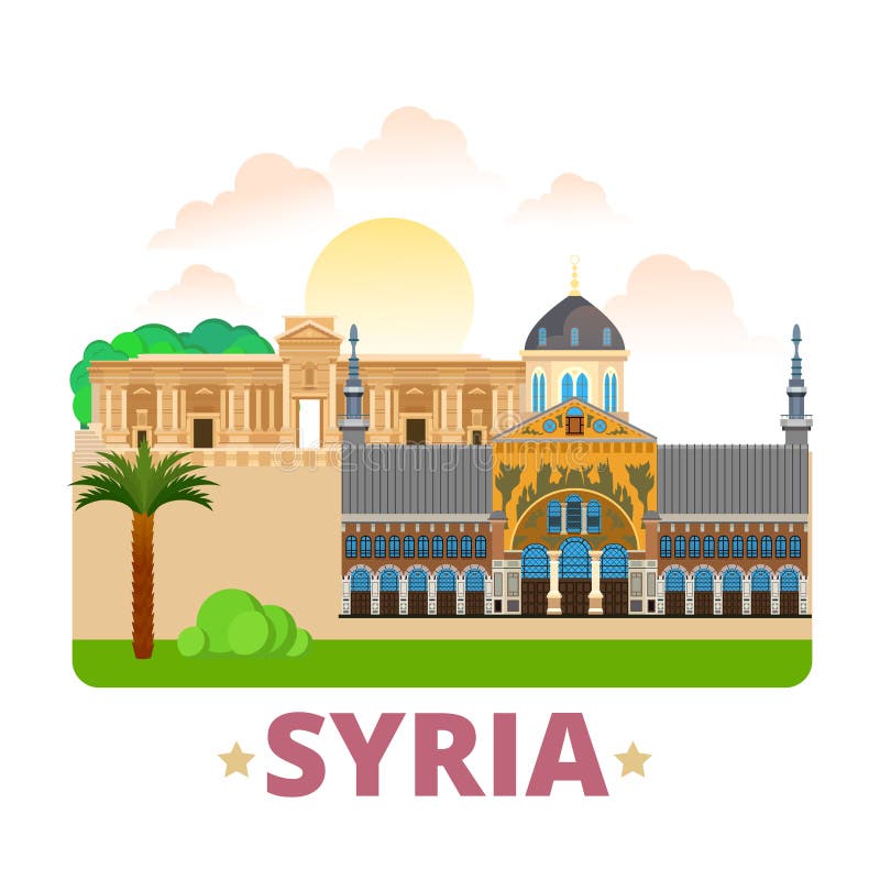Modelul de design pentru țara siriană - desen animat plat cu stil w royalty free illustration