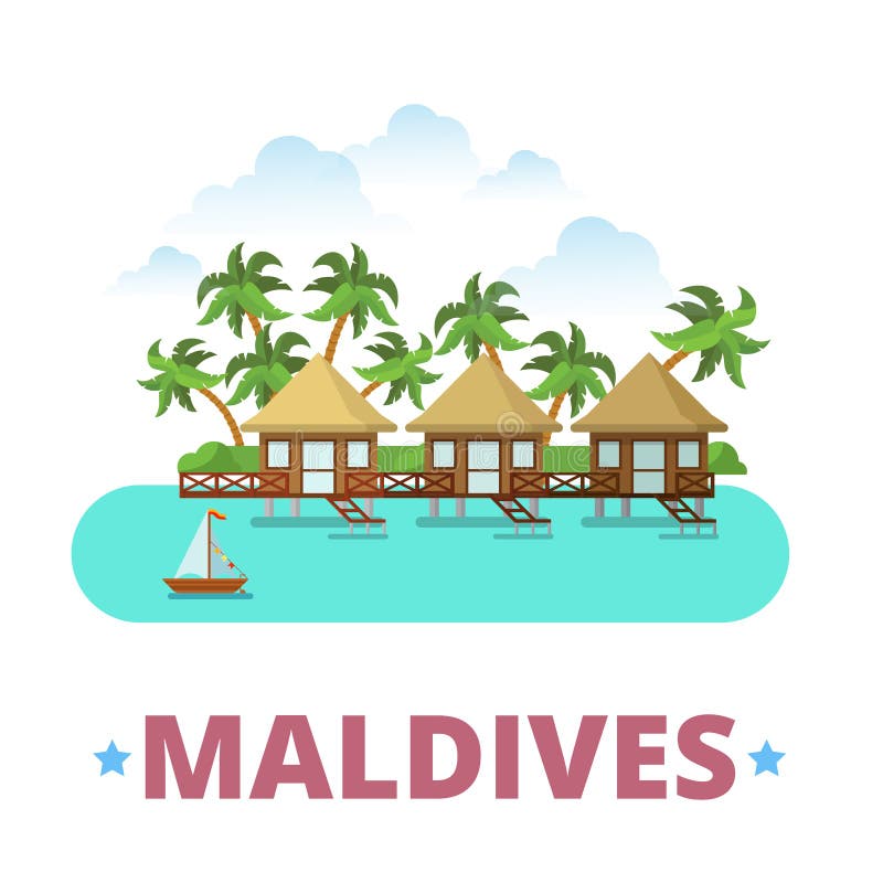 Modelul de design de țară pentru maldive - desen animat plat vector illustration