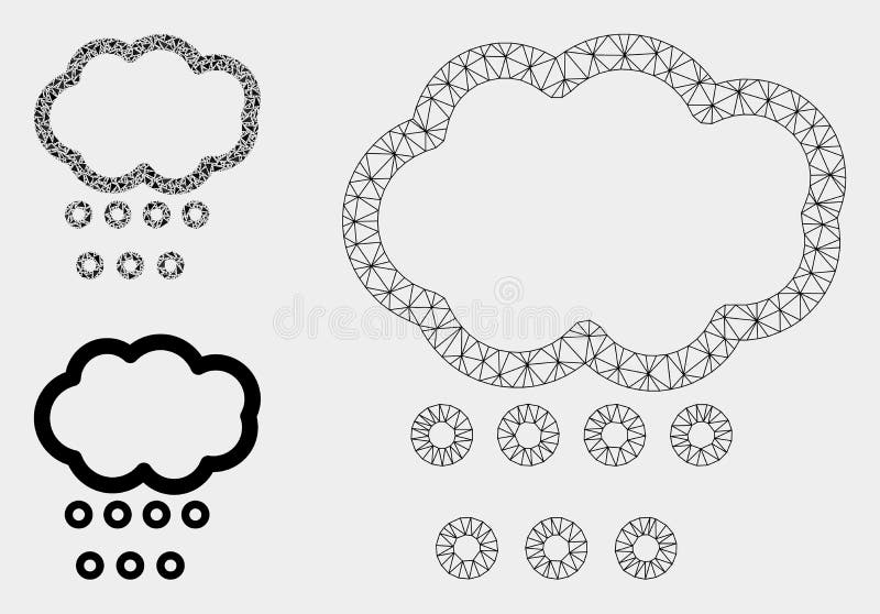 Modelul rețelei de fileuri vectoriale pentru grindină și pictograma mozaicului triunghiului royalty free illustration
