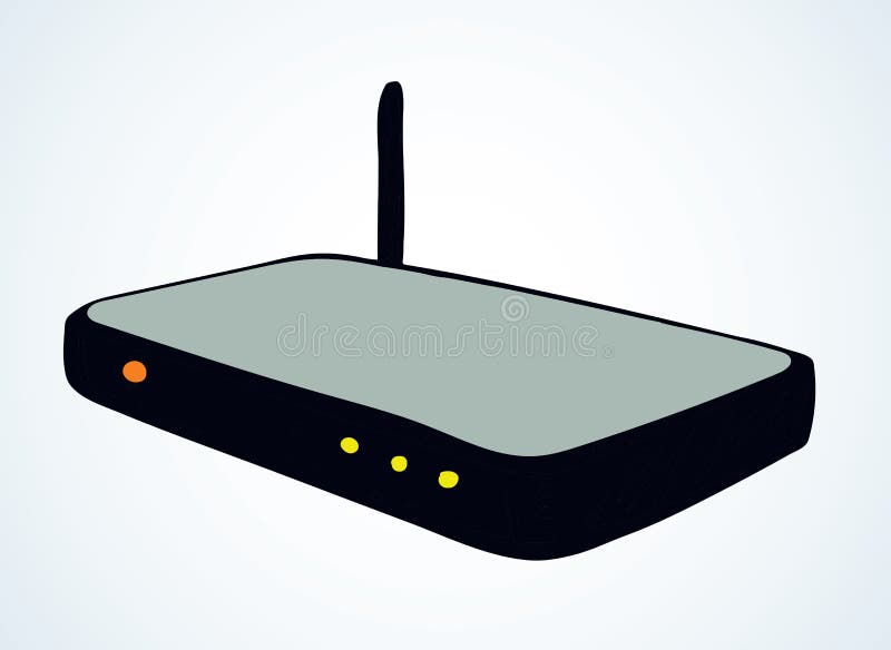 Modem with Antenna. Vector Drawing Stock Vector - Illustration of ethernet,  closeup: 154943301