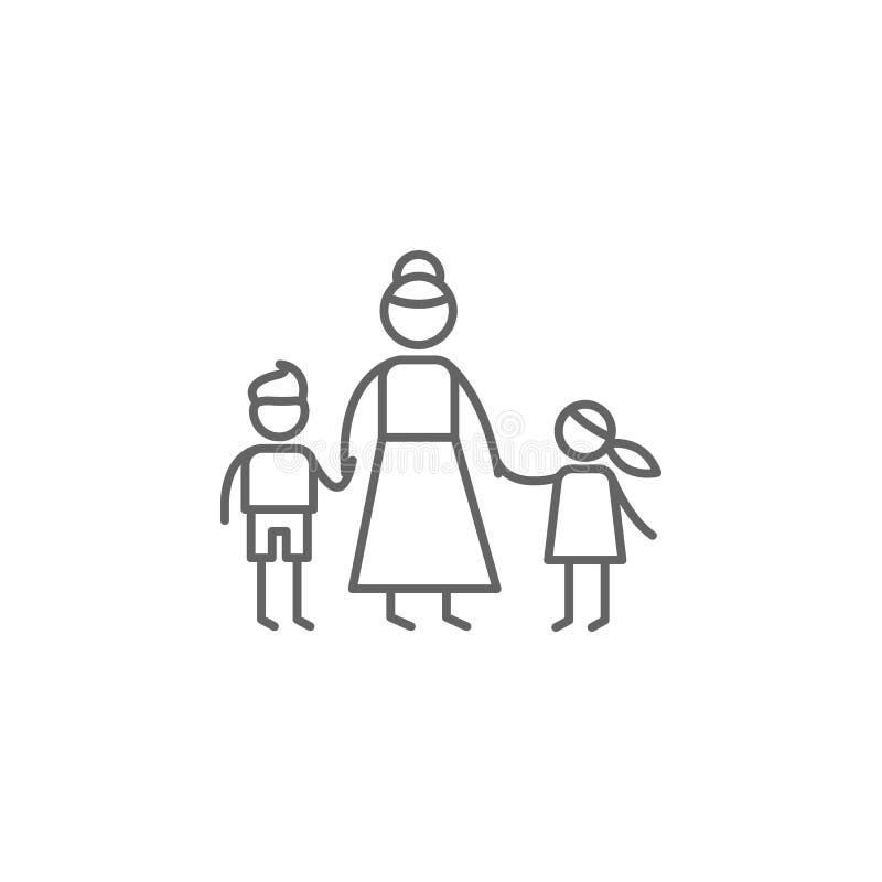 Moder barnsymbol Best? ndsdel av familjelivsymbolen Tunn linje symbol f? r websitedesignen och utveckling, app-utveckling h? gv? rdig royaltyfri illustrationer