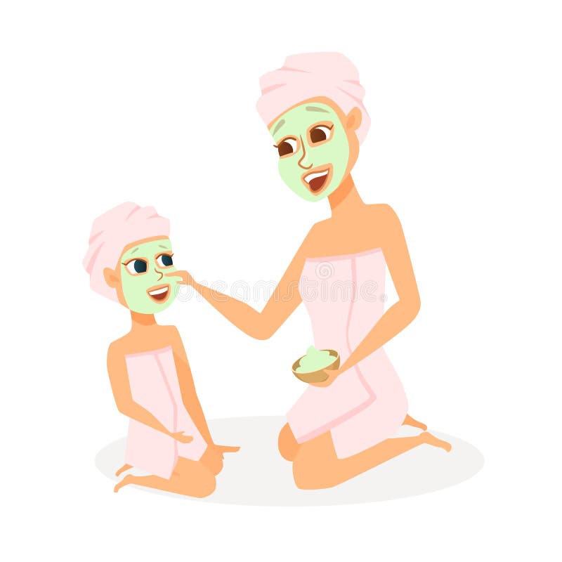 Moder och dotter i brunnsort royaltyfri illustrationer Moder och dotter i brunnsort royaltyfri illustrationer