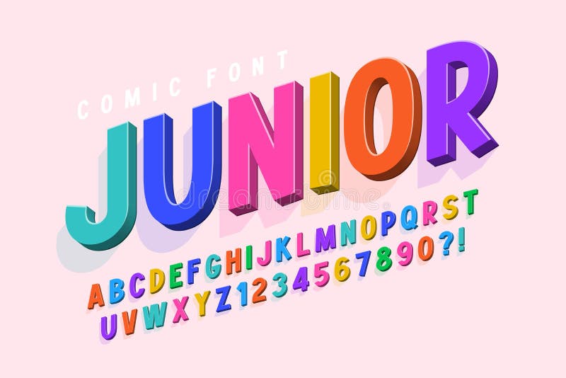Moderiktig festlig design för stilsort 3d, färgrikt alfabet, stilsort