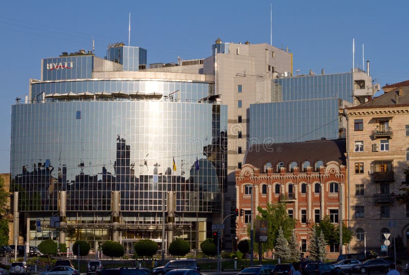 Modern 5 star Hyatt Hotel in Kiev stock image