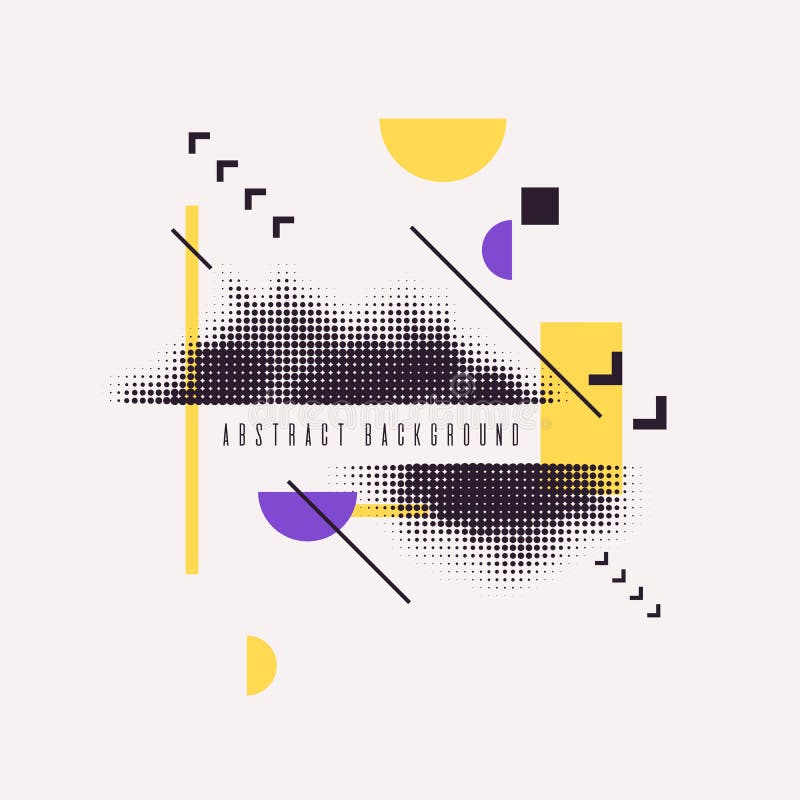 Modern abstract art geometric background with flat. Vector poster with halftone element royalty free illustration Modern abstract art geometric background with flat. Vector poster with halftone element royalty free illustration