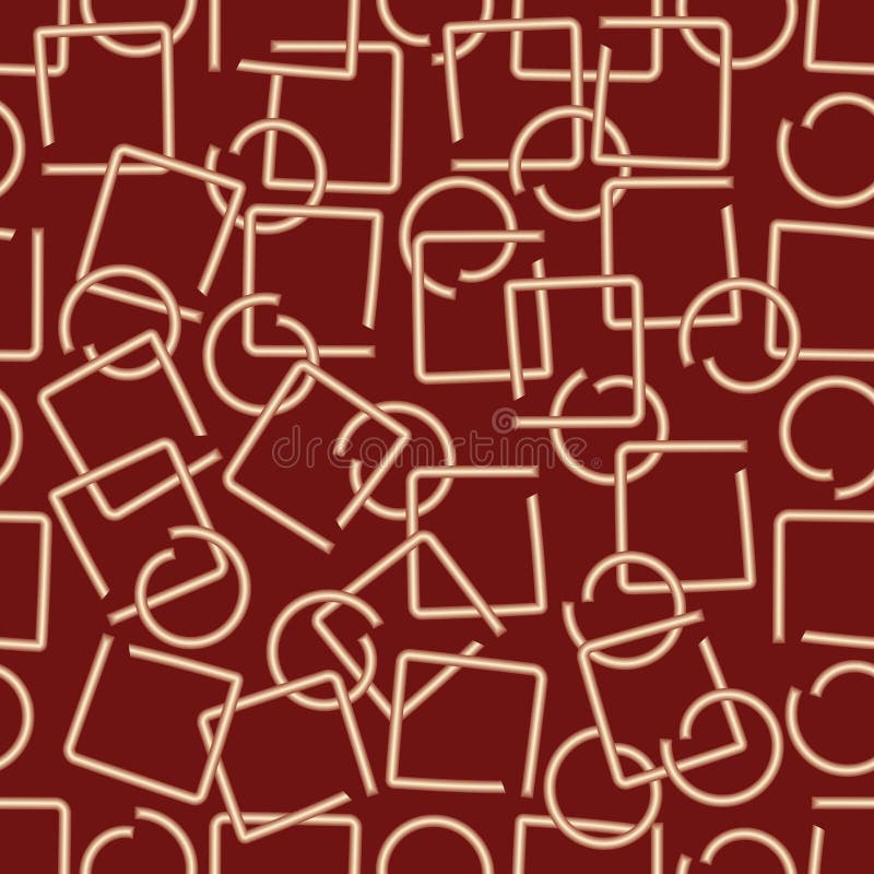 Modern abstract background with brass wire fractured elements in square and circle shape on dark red area vector illustration Modern abstract background with brass wire fractured elements in square and circle shape on dark red area vector illustration