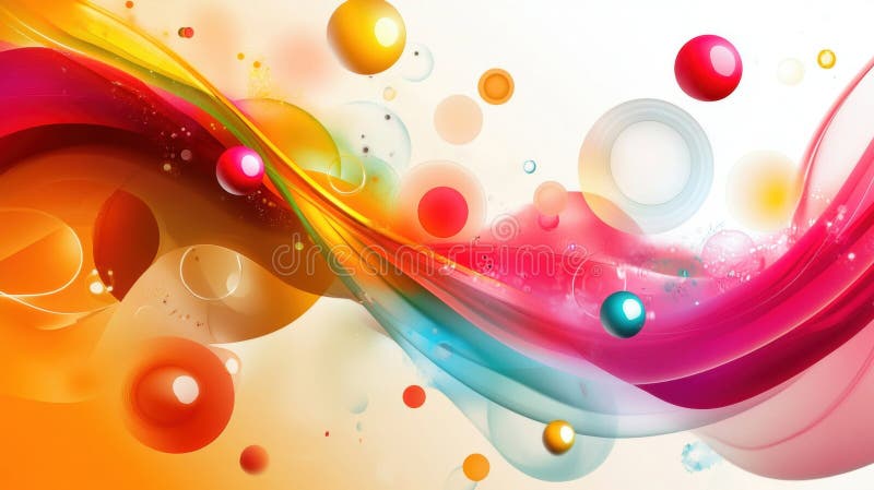 Modern abstract background with colorful circles and balls royalty free illustration