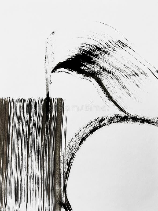 Black Paintbrush on White Background. Modern Art. Stock Illustration